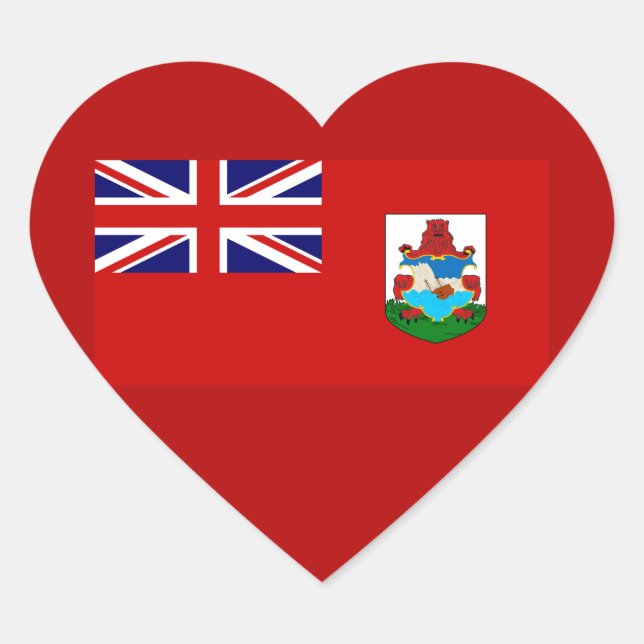 Bermuda National Flag Heart Sticker (Front)