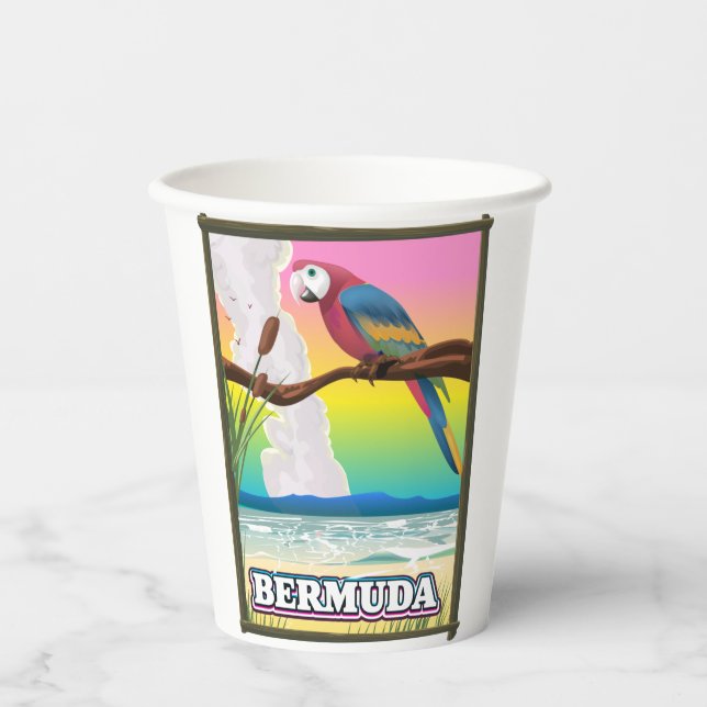 Bermuda Paraside. T-Shirt Throw Pillow Button Coff Paper Cups (Front)