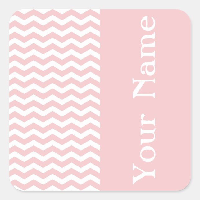Bermuda Pink Wave Chevron with name Square Sticker (Front)