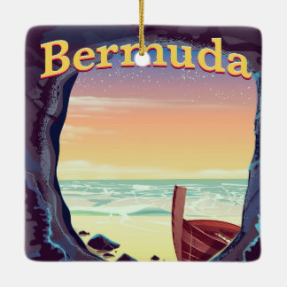 Bermuda Pirate Cave travel poster Ceramic Ornament