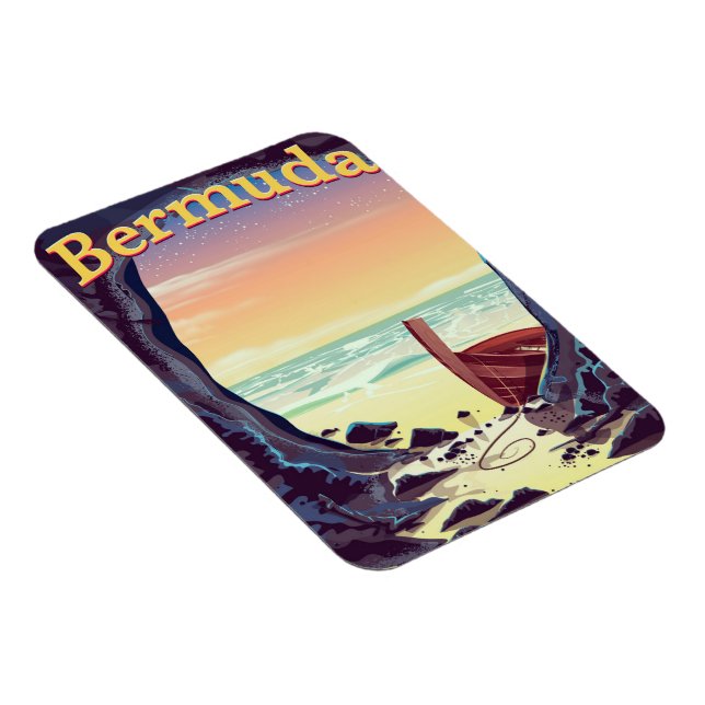 Bermuda Pirate Cave travel poster Magnet (Right Side)