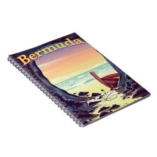 Bermuda Pirate Cave travel poster Notebook