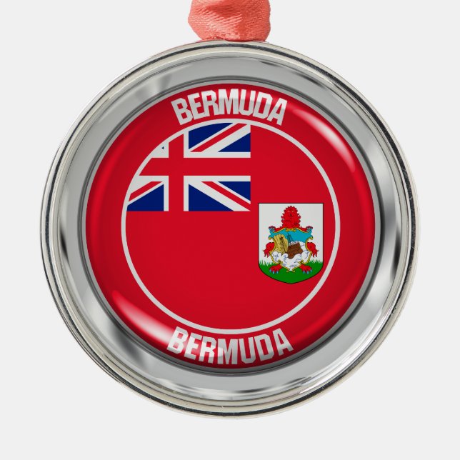 Bermuda Round Emblem Metal Tree Decoration (Front)