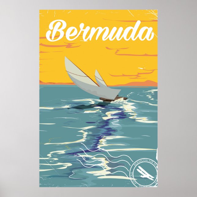 Bermuda Sailing vintage travel poster (Front)