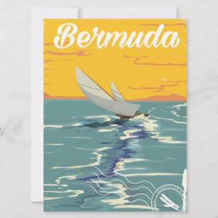 Bermuda Sailing vintage travel poster Invitation