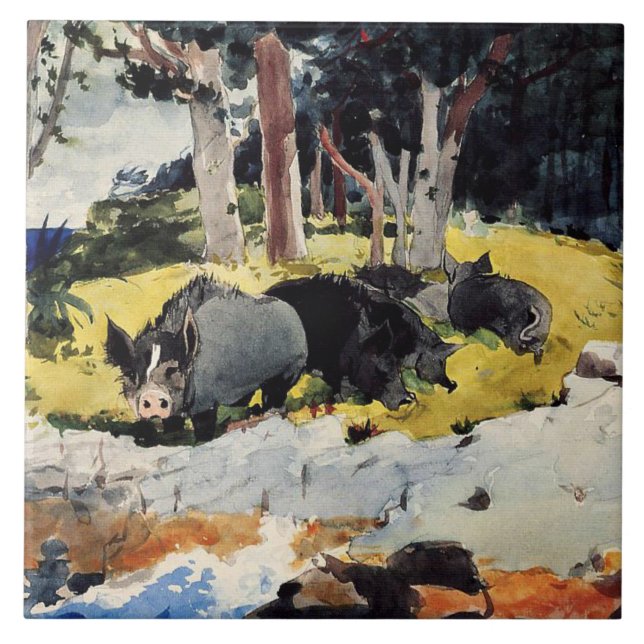 Bermuda Settlers, a Winslow Homer painting, Tile (Front)