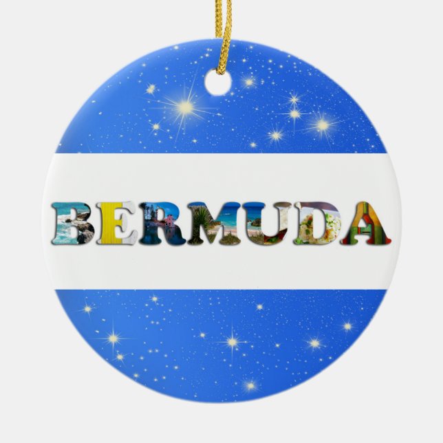 Bermuda Travel Photos Tropical Blue Christmas Ceramic Tree Decoration (Front)