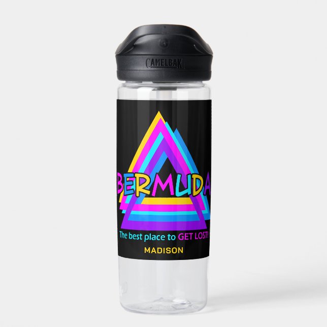 Bermuda Triangle custom name Water Bottle (Back)