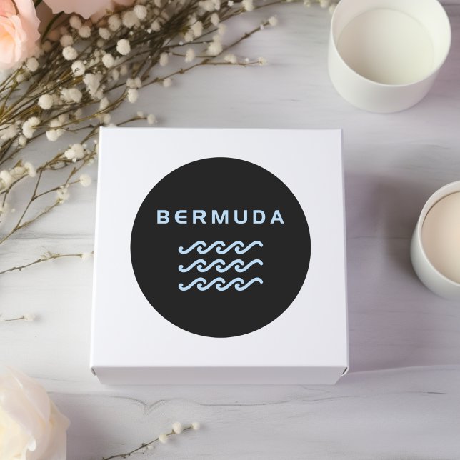 Bermuda Triple Ocean Waves Dark Colour Classic Round Sticker (Creator Uploaded)
