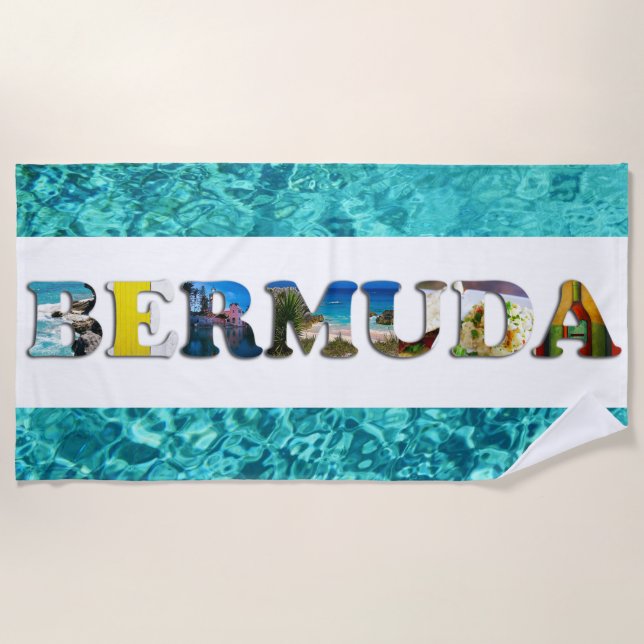Bermuda Tropical Beach Blue Ocean Travel Photo Beach Towel (Front)