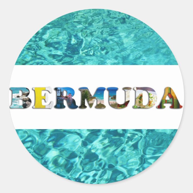 Bermuda Tropical Beach Blue Ocean Travel Photos Classic Round Sticker (Front)
