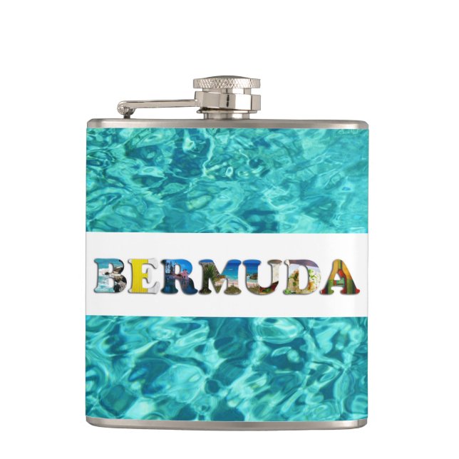 Bermuda Tropical Beach Blue Ocean Travel Photos Hip Flask (Front)