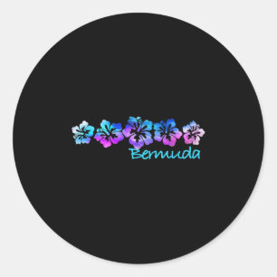 Bermuda Tropical Flower Tee Vacation Beach Classic Round Sticker