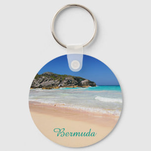 Bermuda Tropical Pink Sand Beach Photo Key Ring
