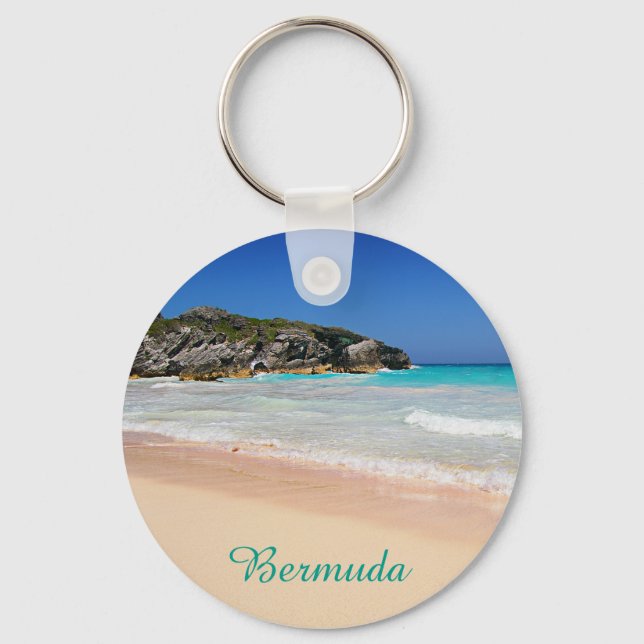 Bermuda Tropical Pink Sand Beach Photo Key Ring (Front)