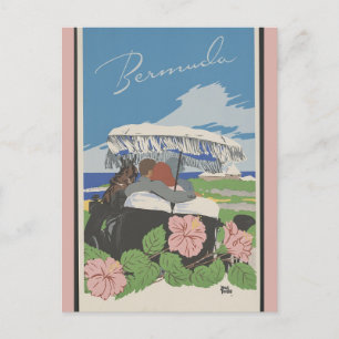 Bermuda Vintage Beach Floral Travel Postcard