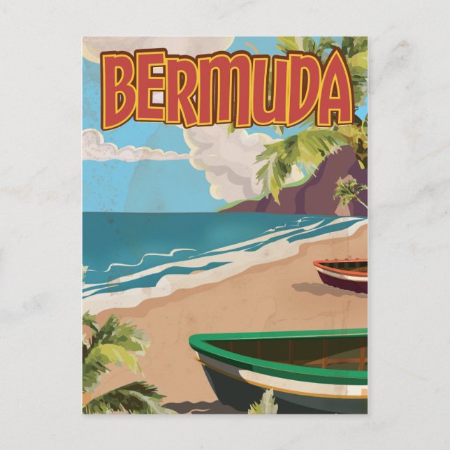 Bermuda vintage fun travel poster print postcard (Front)