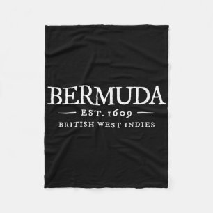 Bermuda Vintage Letter Retro Throwback Vacation So Fleece Blanket