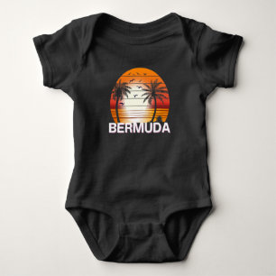 Bermuda Vintage Palm Trees Summer Beach Baby Bodysuit