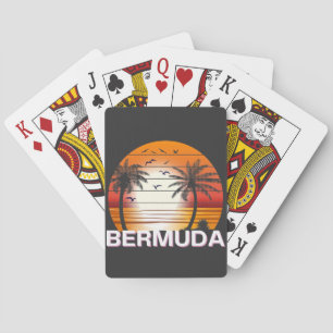 Bermuda Vintage Palm Trees Summer Beach Playing Cards