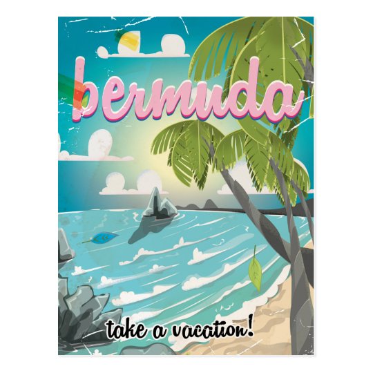 Bermuda vintage travel poster cartoon postcard