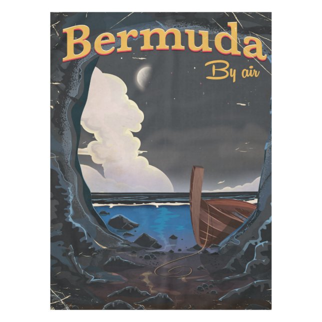 Bermuda vintage travel poster tablecloth (Front)