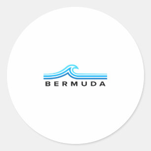 Bermuda Waves Vintage Mens Womens Girls Boys Souve Classic Round Sticker