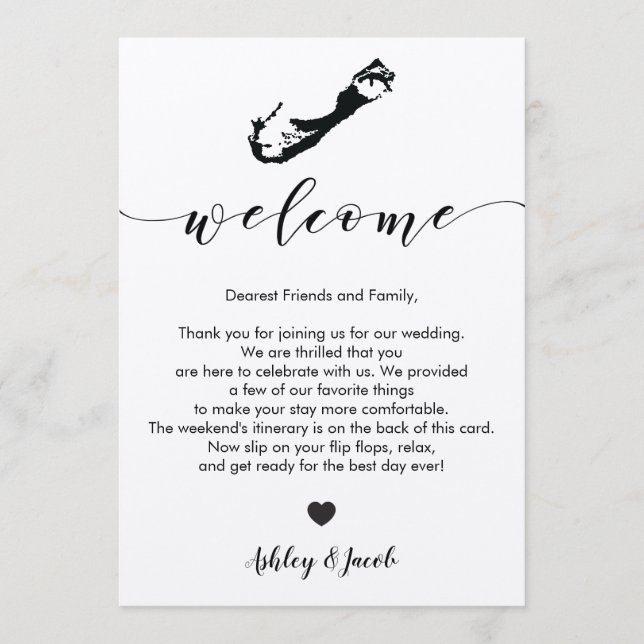 Bermuda Wedding Welcome Letter & Itinerary Card (Front)