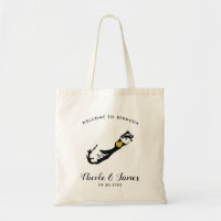 Bermuda Wedding Welcome Tote Bag in Black & Gold