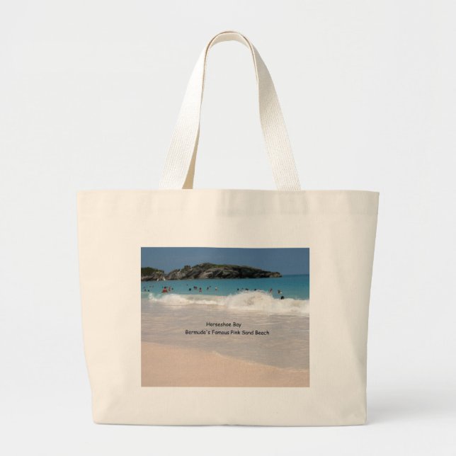 Bermuda's Pink Sand Beach Large Tote Bag (Front)