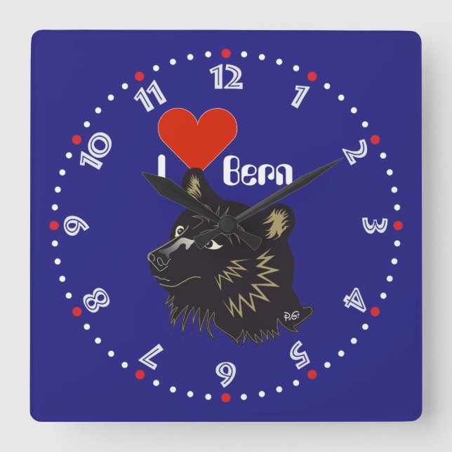 Bern Berne Berna Schweiz Suisse Svizra Uhr Square Wall Clock (Front)