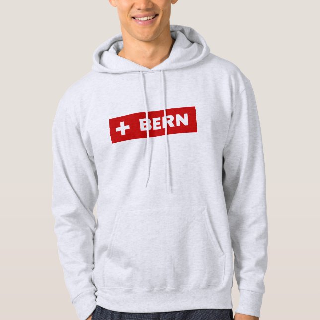 Bern in Swiss Flag Colors Hoodie (Front)
