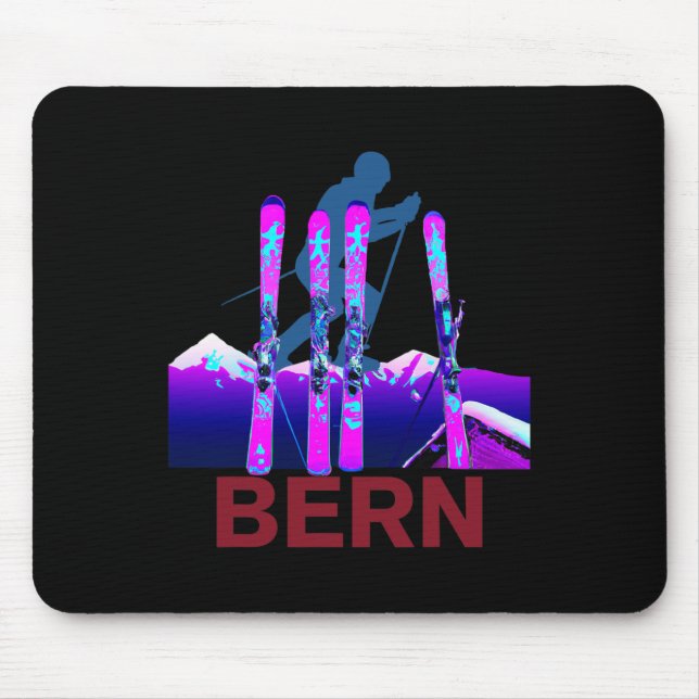 Bern Skiing And Snowboarding Retro 90s Bern Ski  Mouse Mat (Front)