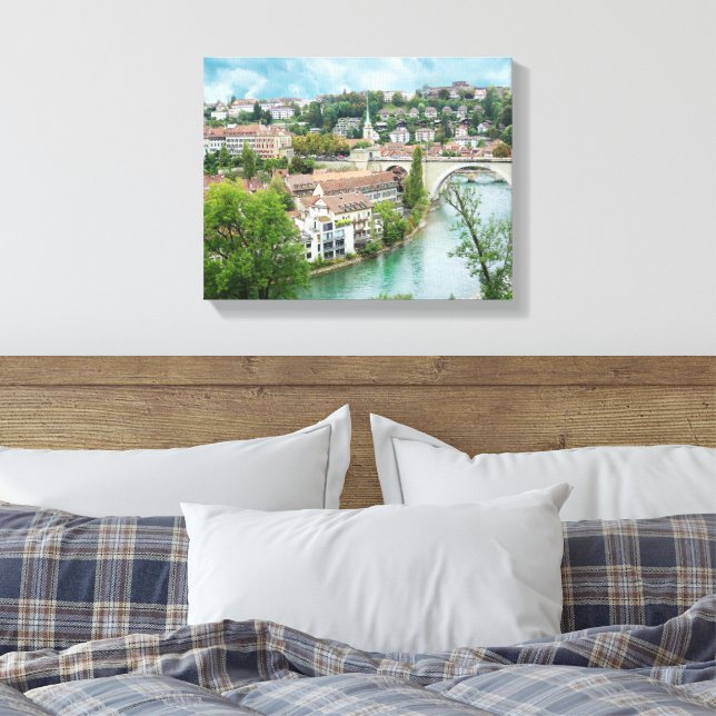 Bern Switzerland Aare River Photo Canvas Print (Insitu(Bedroom))