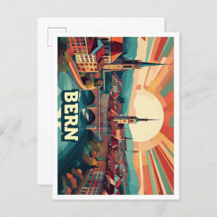 Bern Switzerland artistic colourful Postcard