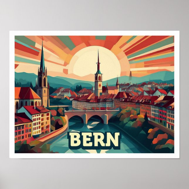 Bern Switzerland artistic colourful Poster (Front)
