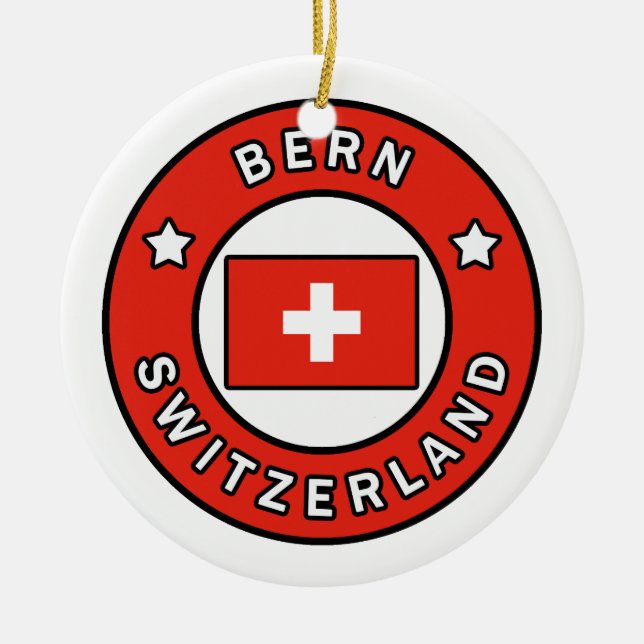 Bern Switzerland Ceramic Tree Decoration (Front)