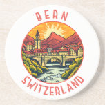 Bern Switzerland Retro Distressed Circle Coaster<br><div class="desc">Bern retro vector travel design. Bern,  the capital city of Switzerland,  is built around a crook in the Aare River.</div>