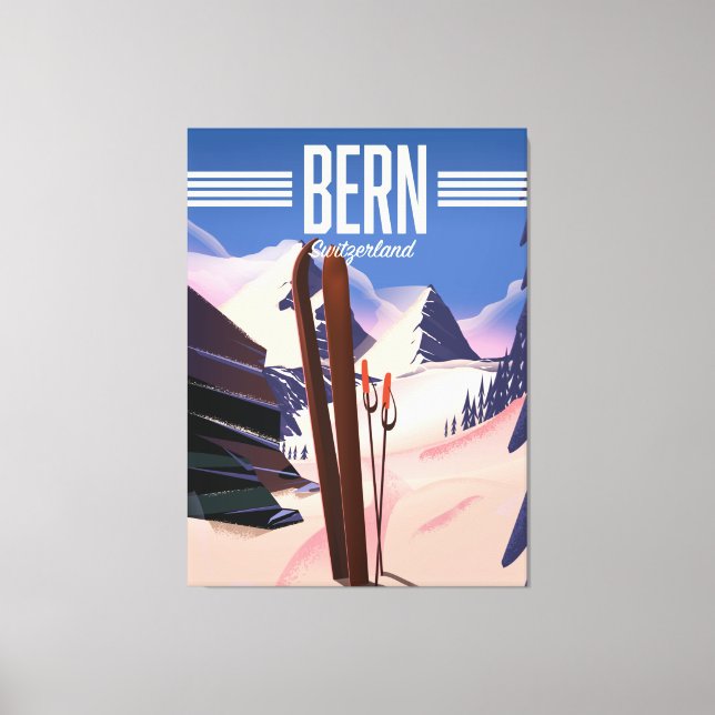 Bern switzerland ski poster canvas print (Front)