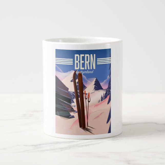 Bern switzerland ski poster large coffee mug (Front)