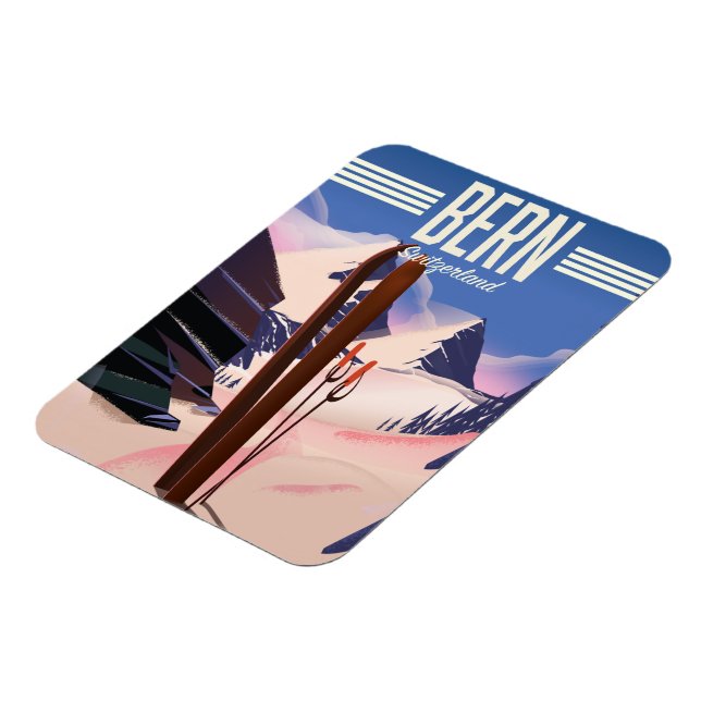 Bern switzerland ski poster magnet (Left Side)