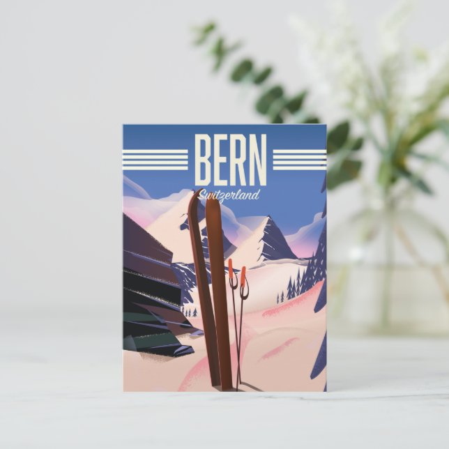 Bern switzerland ski poster postcard (Standing Front)