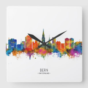 Bern Switzerland Skyline Square Wall Clock