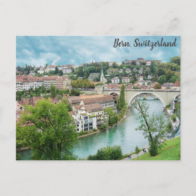 Bern Switzerland Swiss Travel Photo Aare River Postcard (Front)