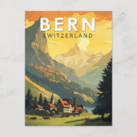 Bern Switzerland Travel Art Vintage