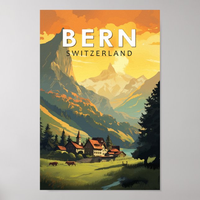 Bern Switzerland Travel Art Vintage Poster (Front)