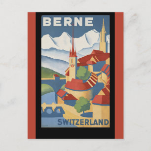 Bern Switzerland Vintage Travel Poster Postcard