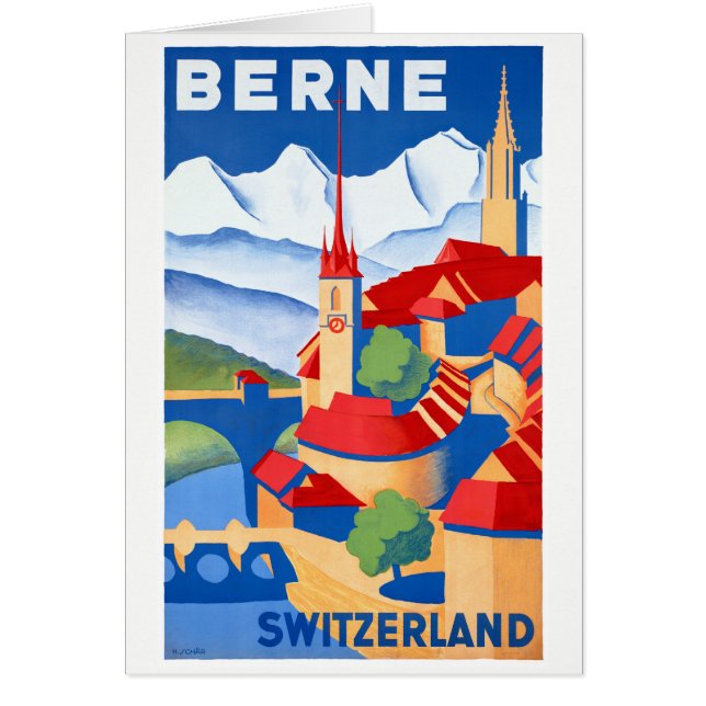 Bern Switzerland Vintage Travel Poster Restored (Front)