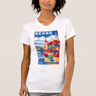 Bern Switzerland Vintage Travel Poster Restored T-Shirt