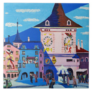 Bern with Belltower by Ernst Ludwig Kirchner Tile